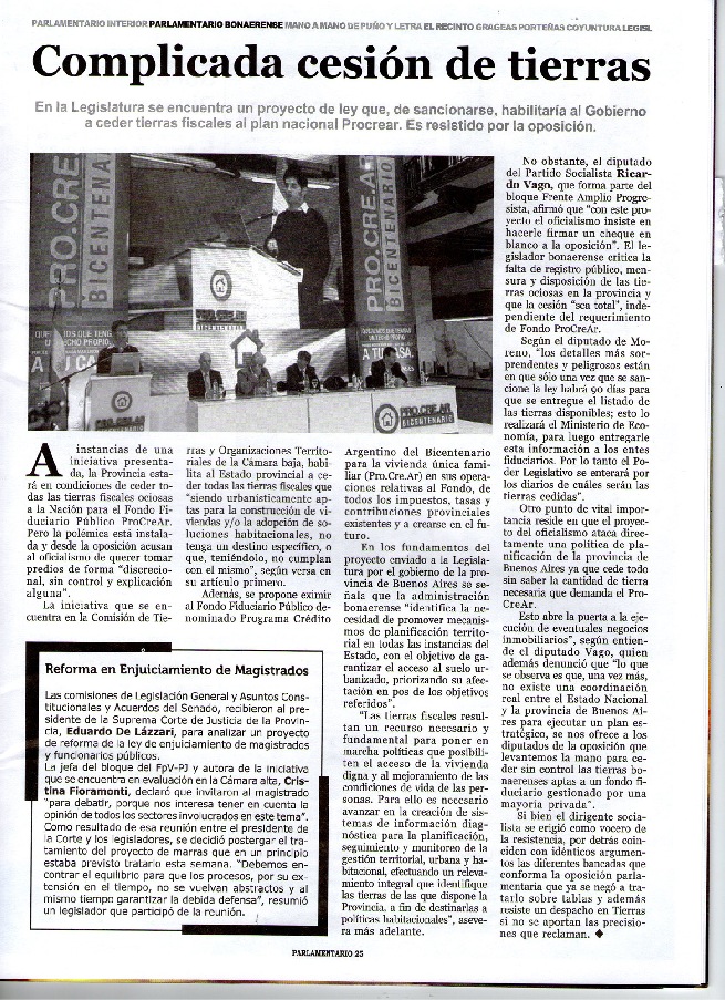 Complicada cesión de tierras